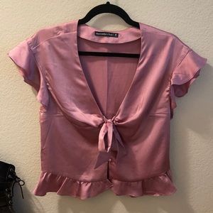 Satin tie front crop top